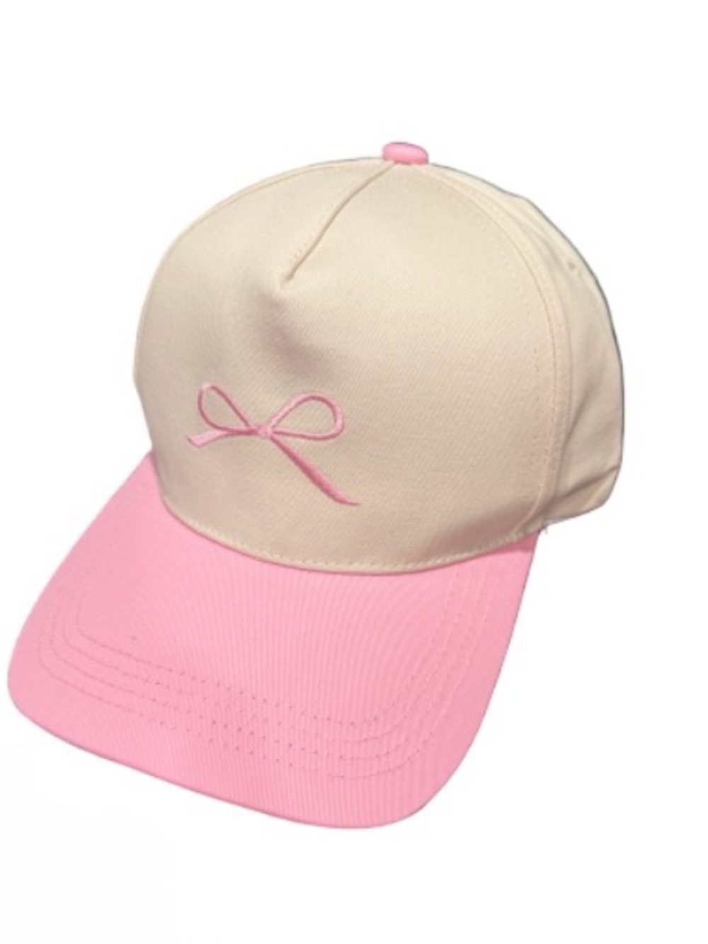 Pink & Cream Bow Accent Baseball Cap